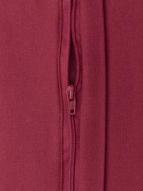 Housse de coussin rectangulaire brodée velours rouge Hohoho, Velours (100 % coton), Rouge, larg. 30 x long. 50 cm
