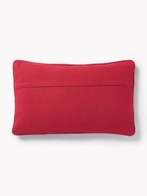 Housse de coussin 30x50 rectangulaire brodée velours Hohoho, Velours (100 % coton), Rouge, larg. 30 x long. 50 cm