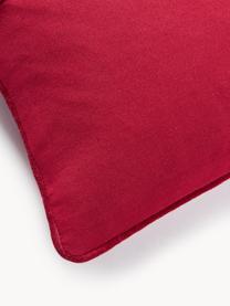 Geborduurde fluwelen kussenhoes Hohoho met bies, Fluweel (100% katoen), Rood, B 30 x L 50 cm