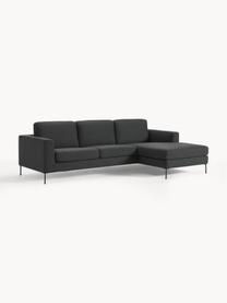 Sofa narożna Cucita (3-osobowa), Tapicerka: tkanina (100% poliester) , Nogi: metal lakierowany Materia, Antracytowa tkanina, S 262 x G 163 cm, lewostronna