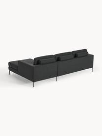 Sofa narożna Cucita (3-osobowa), Tapicerka: tkanina (100% poliester) , Nogi: metal lakierowany Materia, Antracytowa tkanina, S 262 x G 163 cm, lewostronna