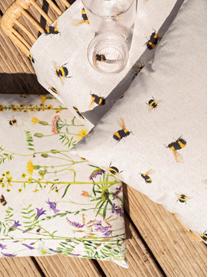 Chemin de table en tissu Biene, 85 % coton, 15 % lin, Beige, jaune, noir, larg. 40 x long. 145 cm