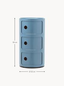 Designový odkládací stolek Componibili, 3 moduly, Umělá hmota (ABS), probarvená skrz, Světle modrá, lesklá, Ø 32 cm, V 59 cm