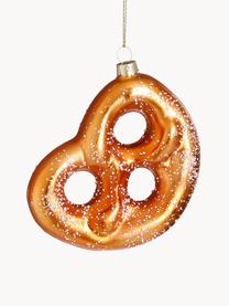 Ciondolo di Natale Pretzel, Vetro, Marrone, bianco, Larg. 11 x Alt. 11 cm