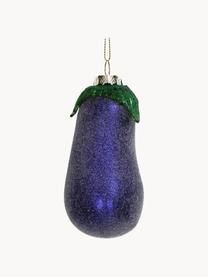 Ciondolo albero di Natale Eggplant, Vetro, Melanzana, verde, Ø 5 x Alt. 12 cm