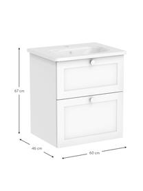 Lavabo con mobiletto con finitura opaca Rafaella, Maniglie: alluminio rivestito, Bianco, Larg. 60 x Alt. 67 cm