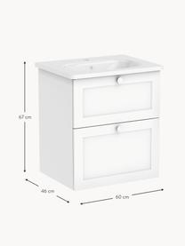 Lavabo con mobiletto con finitura opaca Rafaella, Manico: alluminio rivestito, Bianco, Larg. 60 x Alt. 67 cm