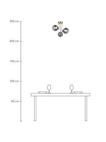 Plafondlamp Bera van gespiegeld glas, Baldakijn: geborsteld metaal, Goudkleurig, grijs, Ø 46 x H 40 cm