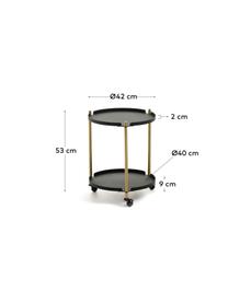 Ronde barcart Maj, Metaal, Zwart, messingkleurig, Ø 42 x H 53 cm