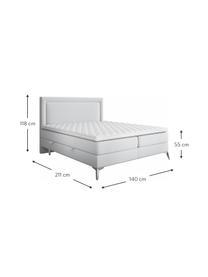 Sametová boxspring postel  s úložným prostorem Joy, Světle šedá, 140 x 200 cm, stupeň tvrdosti H2