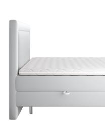 Zamatová boxspring posteľ s úložným priestorom Joy, Svetlosivá, 140 x 200 cm, tvrdosť H2