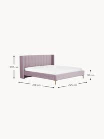Sametová čalouněná postel Dusk, Levandulová, Š 140 cm, D 200 cm