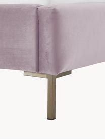 Gestoffeerd fluwelen bed Dusk, Bekleding: polyester fluweel Met 30., Frame: massief grenenhout en pla, Poten: gepoedercoat metaal Dit p, Fluweel lavendel, B 140 x L 200 cm