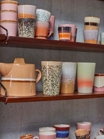 Tazas grandes artesanales 70's, 2 uds., Cerámica de gres, Tonos beige, naranja, Ø 9 x Al 14 cm, 475 ml