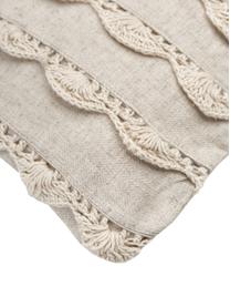 Housse de coussin rectangulaire beige Marlène, 60 % polyester, 25 % coton, 15 % lin, Beige, larg. 30 x long. 50 cm