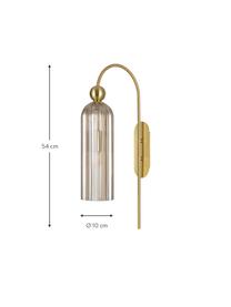 Lampada da parete Antic, Paralume: vetro, Struttura: metallo rivestito, Dorato, trasparente, Ø 10 x Alt. 30 cm