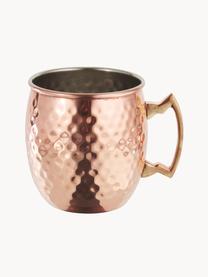 Taza de cobre Moscow Mule Hammered, Acero, exterior cobre, Rosa con acabado metalizado, Ø 9 x Al 10 cm, 450 ml