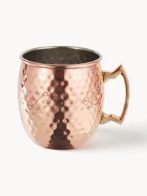 Moscow Mule beker Hammered met gehamerd oppervlak, Staal, buitenzijde verkoperd, Roze met metallic afwerking, Ø 9 x H 10 cm, 450 ml