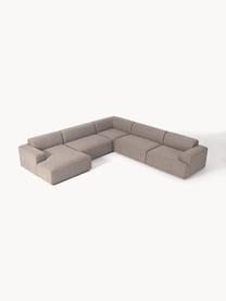 Sofa narożna Melva, Tapicerka: 100% poliester Dzięki tka, Stelaż: lite drewno sosnowe i świ, Nogi: tworzywo sztuczne Ten pro, Taupe tkanina, S 339 x G 339 cm, prawostronna