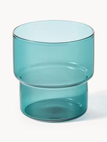 Mondgeblazen waterglazen Gustave, 4 stuks, Borosilicaatglas, Transparant, lichtgrijs, petrol, oranje, Ø 8 x H 9 cm, 300 ml