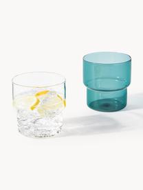 Mondgeblazen waterglazen Gustave, 4 stuks, Borosilicaatglas, Transparant, lichtgrijs, petrol, oranje, Ø 8 x H 9 cm, 300 ml