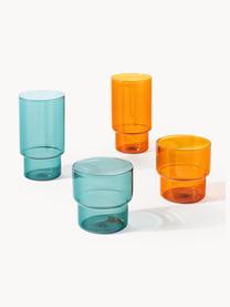 Ručně foukané sklenice Gustave, 4 ks, Borosilikátové sklo, Transparentní, světle šedá, petrolejová, oranžová, Ø 8 cm, V 9 cm, 300 ml