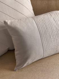 Funda de cojín de lino texturizada Dalia, 51% lino, 49% algodón, Gris pardo, An 30 x L 50 cm