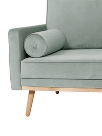 Samt-Sofa Saint (2-Sitzer) in Salbeifarben mit Eichenholz-Füßen, Bezug: Samt (Polyester) Der hoch, Gestell: Massives Eichenholz, Span, Samt Salbeifarben, B 169 x T 87 cm