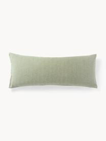 Funda de almohada de franela con punto espiga Wanda, Verde salvia, An 45 x L 110 cm
