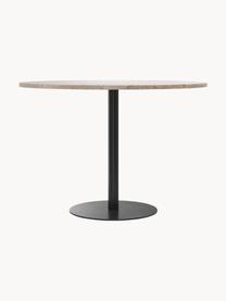 Ronde eettafel Harbour van zandsteen, Ø 105 cm, Tafelblad: zandsteen, Poot: gepoedercoat metaal, Zandsteen, zwart, Ø 105 cm