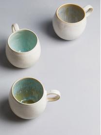 Tazza da tè dipinta a mano Areia 2 pz, Gres, Azzurro, bianco latteo, beige chiaro, Ø 9 x Alt. 10 cm