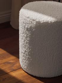 Pouf in teddy Daisy, Rivestimento: poliestere (teddy) 40.000, Struttura: compensato, Teddy bianco crema, Ø 38 x Alt. 45 cm