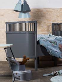 Cama infantil extensible de madera de abedul Baby & Jr., 70 x 110/150 cm, Madera de abedul, pintada, Gris oscuro, An 70 x L 110/150 cm