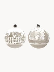 Kerstballen City, set van 4, Zilverkleurig, transparant, Ø 8 cm