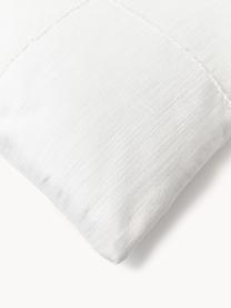 Housse de coussin 30x50 avec broderie décorative Terre, 70 % coton, 30 % lin, Blanc, larg. 45 x long. 45 cm