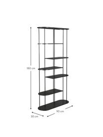 Libreria Grayson, Acciaio verniciato a polvere, Nero, Larg. 90 x Alt. 180 cm