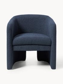 Fauteuil lounge en bouclette Mairo, Bouclette bleu foncé, larg. 68 x prof. 62 cm