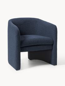 Fauteuil lounge en bouclette Mairo, Bouclette bleu foncé, larg. 68 x prof. 62 cm