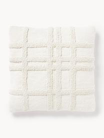 Bavlněný povlak na polštář s všívaným károvaným vzorem Sloane, 93 % bavlna, 6 % polyester, 1 % viskóza, Tlumeně bílá, Š 50 cm, D 50 cm