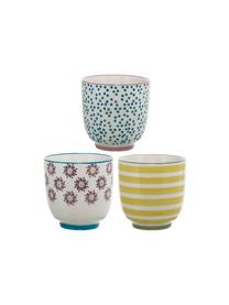 Tazas originales pequeñas Patrizia, 3 uds., Gres, Blanco, azul, rojo, amarillo, Ø 7 x Al 7 cm, 180 ml