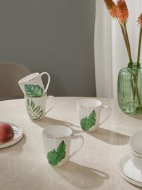 Set van 4 Fine Bone China mokken Timba met tropisch design, Beenderporselein (porselein)
Fine Bone China is een zacht porselein, dat zich vooral onderscheidt door zijn briljante, doorschijnende glans., Wit, groen, Ø 9 x 10 cm, 350 ml