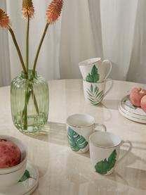 Sada hrnků z jemného kostního porcelánu s tropickým designem Timba, sada 4 díly, Porcelán Fine Bone China
Fine Bone China je jemný porcelán, který se vyznačuje zejména svým zářivým a průsvitným leskem, Bílá, zelená, Ø 9 cm, V 10 cm, 350 ml