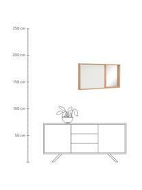 Bacheca con specchio Combine, Cornice: finitura in legno di quer, Superficie dello specchio: lastra di vetro, Marrone chiaro, bianco, Larg. 80 x Alt. 40 cm