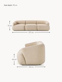 Divano componibile 3 posti Sofia, Rivestimento: teddy (100% polipropilene, Struttura: legno di abete, truciolar, Piedini: plastica Questo prodotto , Tessuto beige chiaro, Larg. 277 x Prof. 103 cm