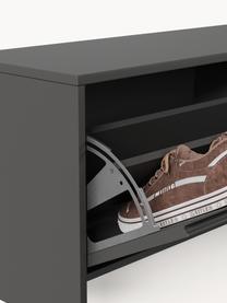 Wand-Schuhschrank Shea mit Klappfächern und geriffelter Front, Mitteldichte Holzfaserplatte (MDF), lackiert

Dieses Produkt wird aus nachhaltig gewonnenem, FSC®-zertifiziertem Holz gefertigt., Dunkelgrau, B 120 x H 40 cm