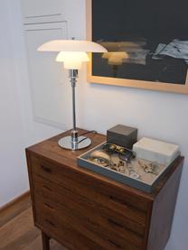 Grosse Tischlampe PH 3/2, mundgeblasen, Lampenschirm: Opalglas, mundgeblasen, Silberfarben, Weiss, Ø 29 x H 47 cm