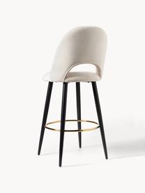 Krzesło barowe z aksamitu Rachel, Tapicerka: aksamit (wysokiej jakości, Nogi: metal malowany proszkowo, Jasny beżowy aksamit, S 48 x W 110 cm