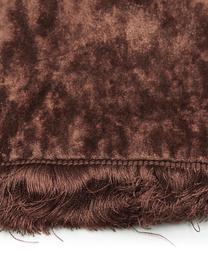 Cuscino reversibile con imbottitura in velluto Crushed, Rivestimento: 55% rayon, 45% cotone, Marrone, Larg. 30 x Lung. 50 cm