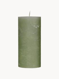 Ručně vyrobená sloupová svíčka Rustic, V 15 cm, Vosk, Zelená, Ø 7 cm, V 15 cm