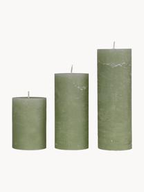 Ručne vyrobená veľká sviečka Rustic, Vosk, Zelená, Ø 7 x V 15 cm